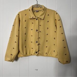 Vintage Yellow All-over Embroidered Honey Bee Jacket Women's Medium